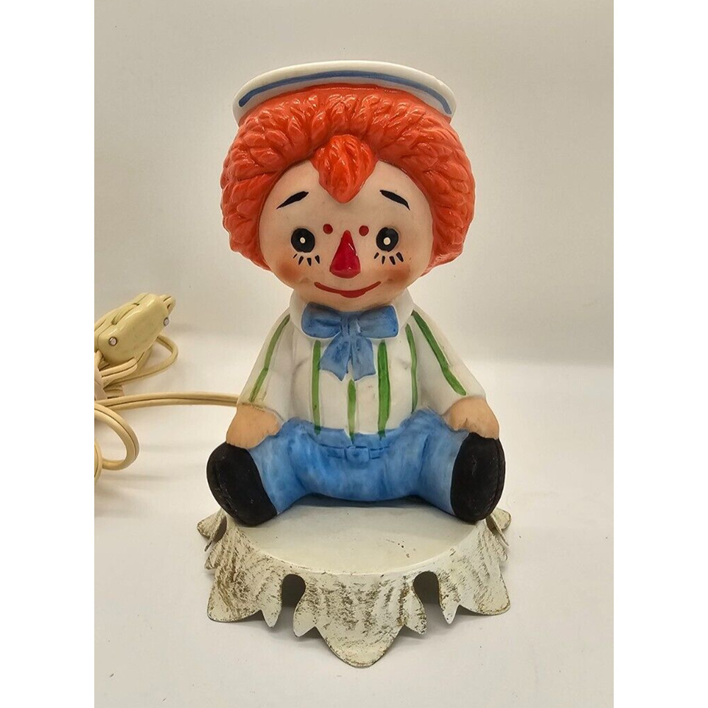 Vintage Aladdin Giftware Raggedy Andy Tabletop Night Light 6" Porcelain‎ Lamp